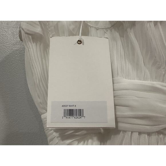 Mac Duggal 49537 White Pleated Tiered Ruffled Strapless Gown Sz 8 - Picture 9 of 9